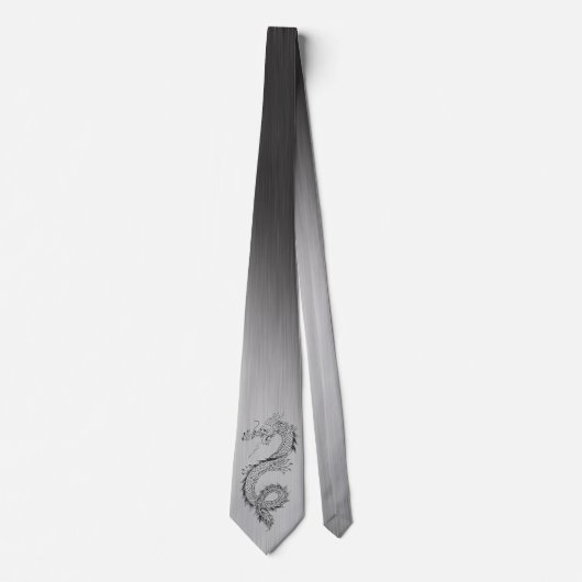 Vintager grauer japanischer Drache Krawatte (Vorderseite)