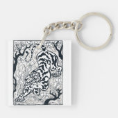 Vintager grauer Tiger im Dschungel Kunst Schlüsselanhänger (Rückseite)