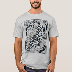 Vintager grauer Tiger im Dschungel Kunst T-Shirt