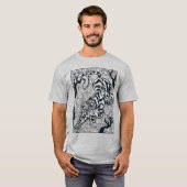 Vintager grauer Tiger im Dschungel Kunst T-Shirt (Vorne ganz)