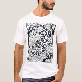 Vintager grauer Tiger im Dschungel Kunst T-Shirt