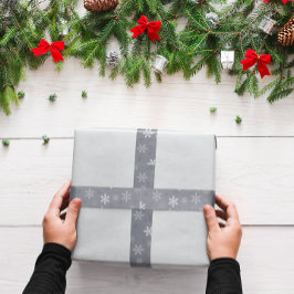 Vintager Grauer Winter Weihnachtsschneeflocken Satinband