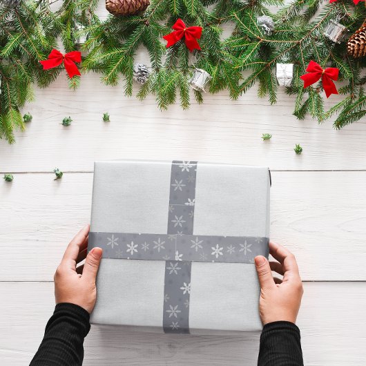 Vintager Grauer Winter Weihnachtsschneeflocken Satinband