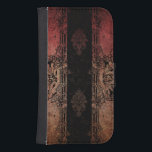 Vintager gravisierter Damast Geldbeutel Hülle Für Das Samsung Galaxy S4<br><div class="desc">Ebenen aus grunem Damast in Rot,  Gold und Schwarz mit verziert eingravierten Rändern und Hintergrundverzierungen.</div>