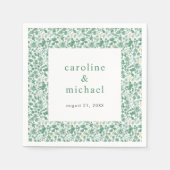 Vintager Green Ditzy Floral Wedding Cocktail Serviette (Vorderseite)