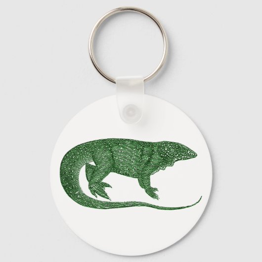 Vintager Green Lizard Button Schlüsselanhänger (Vorderseite)