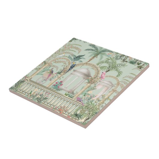 Vintager griechischer Garten Parrot Tropenbäume Fliese (Seite)
