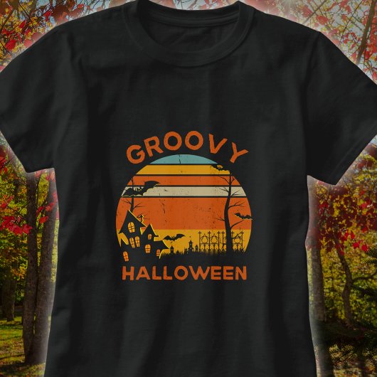 Vintager Groovy Halloween T - Shirt
