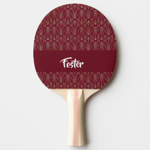 Vintager Großdruck aus Gold auf Rot Tischtennis Schläger