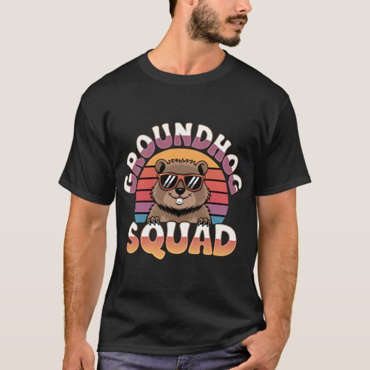 Vintager Groundhog Squad Happy Groundhog Day T-Shirt (Vorderseite)