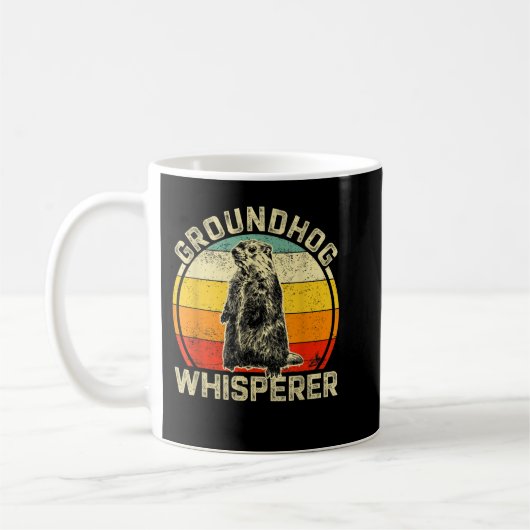 Vintager Groundhog Whisperer Silhouette Geschenkbo Kaffeetasse (Links)