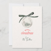 Vintager Grün- und Weißer Weihnachtsball Feiertagskarte (Vorderseite)