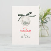 Vintager Grün- und Weißer Weihnachtsball Feiertagskarte (Stehend Vorderseite)