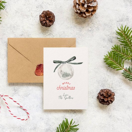 Vintager Grün- und Weißer Weihnachtsball Feiertagskarte