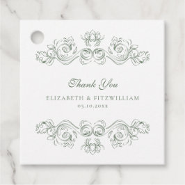 Vintager grün Verzierter Rahmen Vielen Dank Geschenkanhänger