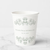 Vintager grün Verzierter Rahmen Vielen Dank Pappbecher (Rückseite)