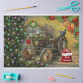 Vintager Grüner Bauernhof Traktor Weihnachten Rust Seidenpapier (Basteln)