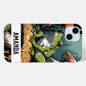 Vintager grüner Frosch auf Mushroom-Individuelle N Case-Mate iPhone Hülle (Rückseite (Horizontal))