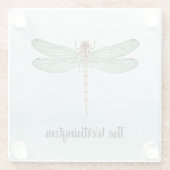 Vintager grüner Golddrachenfliege auf blauen Aquar Glasuntersetzer (Rückseite)