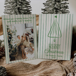 Vintager, grüner Hand gezeichneter Abstrakter Baum Feiertagskarte