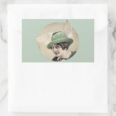 Vintager Grüner Hat Rechteckiger Aufkleber (Tasche)