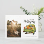 Vintager Grüner LKW Erntedank Ernte Feiertagskarte (Stehend Vorderseite)