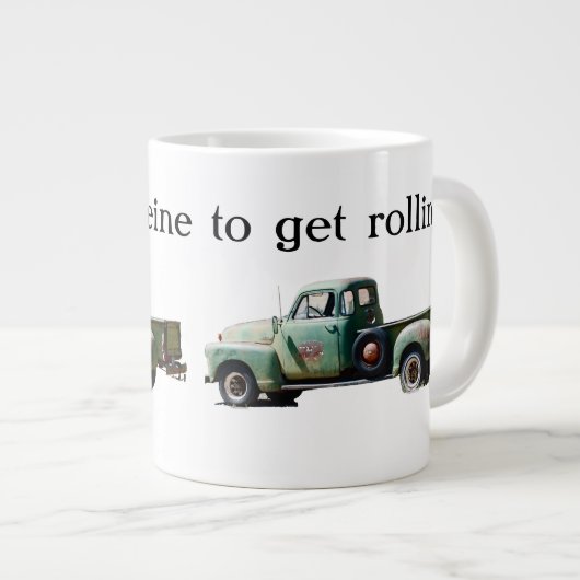 Vintager Grüner Lkw-Koffeinbrennstoff Jumbo-Tasse (Vorderseite Rechts)