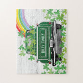 Vintager grüner Lkw-Regenbogen Rustikaler Familien Puzzle (Vertikal)