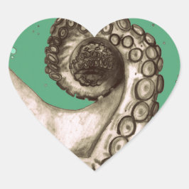 Vintager grüner Oktopus Tentacle Herz-Aufkleber