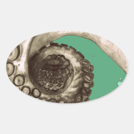Vintager grüner Oktopus Tentacle Ovaler Aufkleber