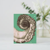 Vintager grüner Oktopus Tentacle Postkarte (Stehend Vorderseite)