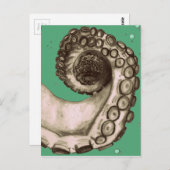 Vintager grüner Oktopus Tentacle Postkarte (Vorne/Hinten)