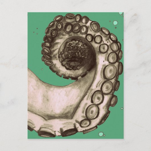 Vintager grüner Oktopus Tentacle Postkarte (Vorderseite)