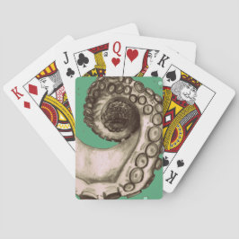 Vintager grüner Oktopus Tentacle Spielkarten