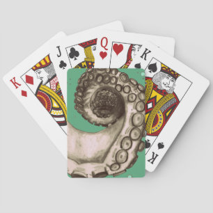Vintager grüner Oktopus Tentacle Spielkarten