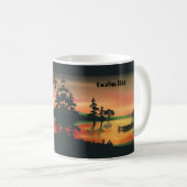Vintager grüner Orangenrot - Sonnenuntergang Kaffeetasse (VorderseiteRechts)