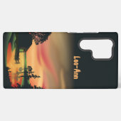 Vintager grüner Orangenrot - Sonnenuntergang Samsung Galaxy Hülle (Rückseite (Horizontal))