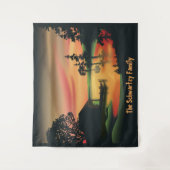 Vintager grüner Orangenrot - Sonnenuntergang Wandteppich (Vorderseite)