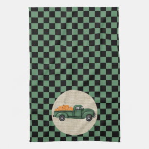 Vintager grüner Pumpkin LKW Küchentuch