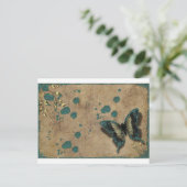 Vintager grüner Schmetterling Postkarte (Stehend Vorderseite)