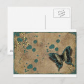 Vintager grüner Schmetterling Postkarte (Vorne/Hinten)