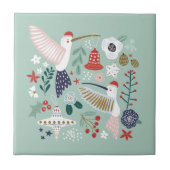 Vintager grüner Spaß boho Weihnachten Keramik Tile Fliese (Vorderseite)