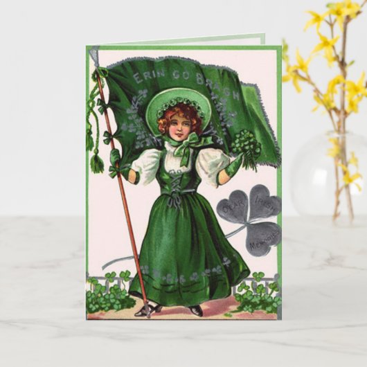 Vintager Grüner St. Patrick's Day Karte (Gelbe Blume)