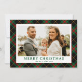 Vintager grüner Tartan Kariertes Foto Weihnachten (Vorderseite)