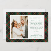 Vintager grüner Tartan Kariertes Foto Weihnachten (Rückseite)