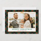 Vintager grüner Tartan Kariertes Foto Weihnachten (Vorderseite)