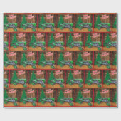 Vintager Grüner Traktor nach Weihnachten Geschenkpapier (Flach)