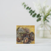 Vintager Grüner Traktor Quadratische Visitenkarte (Stehend Vorderseite)