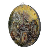 Vintager grüner Traktor Rustikaler alter Stall Dartscheibe (Vorderseite rechts)