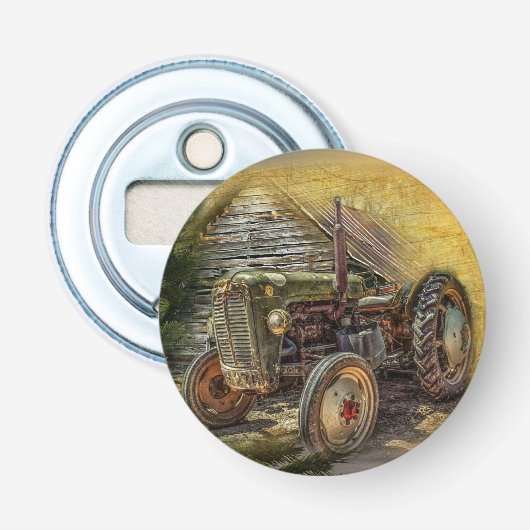 Vintager grüner Traktor Rustikaler alter Stall Flaschenöffner (Vorderseite)